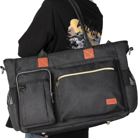 Large Water-Resistant Tote Bag for Women with Compartments Multiple Pockets - Picture 5 of 8